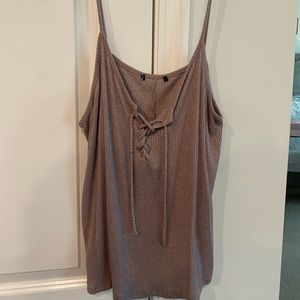 Tan tank top with lace up front